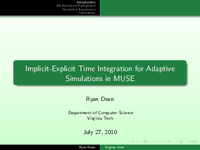 Implicit-explicit time integration for adaptive simulations in MUSE